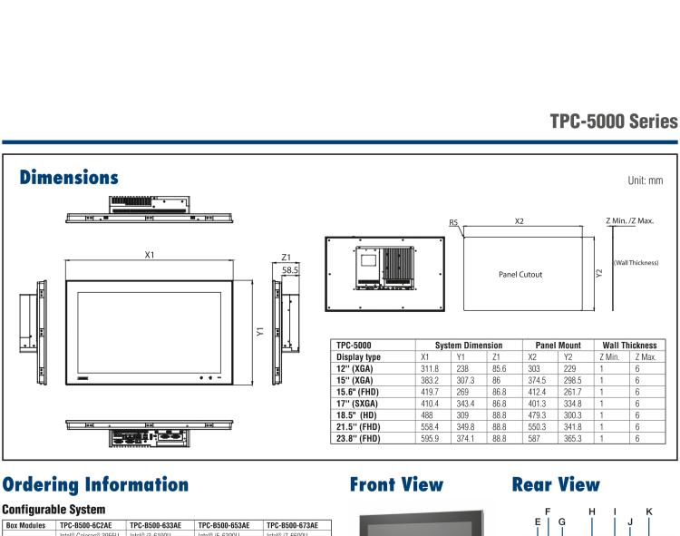 研華TPC-5172T 模組化17寸SXGA 液晶顯示器多點觸控工業(yè)平板電腦， 搭配英特爾?第六代酷睿?i3-6100U處理器