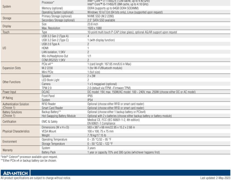 研華POC-624 23.8"高性能醫(yī)用一體機(jī)，可用于多種醫(yī)療應(yīng)用