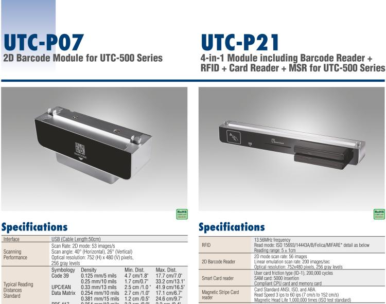 研華UTC-P07 1D/2D Barcode Reader for UTC-515/520/532 Series