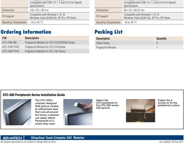 研華UTC-510P-F Fingerprint Reader for UTC-510 Series