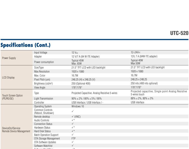 研華UTC-520F 21.5" 多功能觸控一體機(jī)，內(nèi)置Intel? Skylake Core? i5-6300U處理器