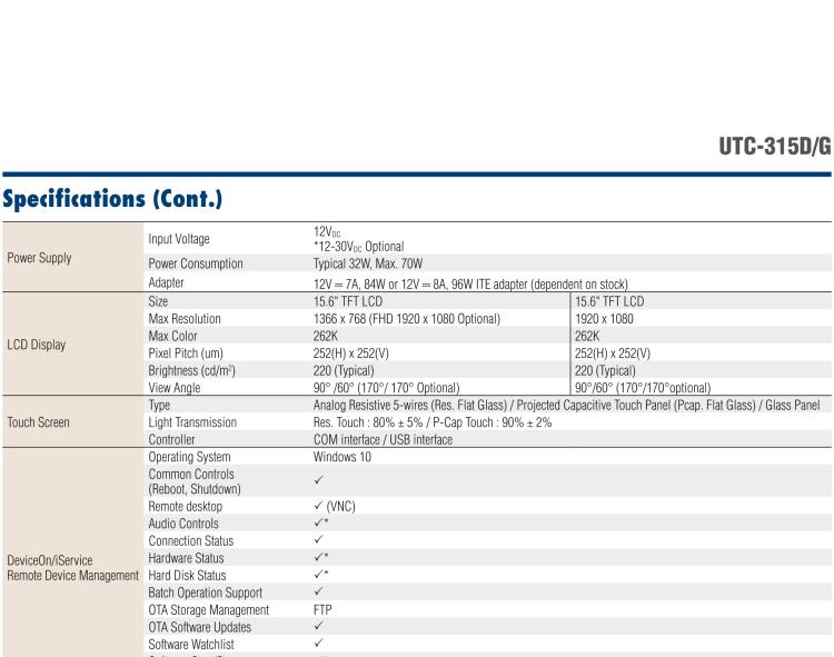 研華UTC-315G 15.6" 多功能觸控一體機，內置 Intel? Pentium? N4200/Celeron? N3350 處理器