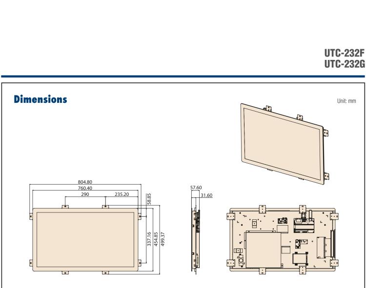 研華UTC-232G 31.5" Open-frame panel PC with Intel? Pentium? N4200