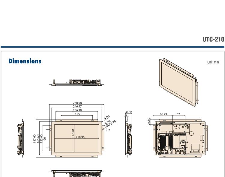 研華UTC-210G 10.1" Open Frame Panel PC with Intel? Celeron? N3350 /Pentium? N4200