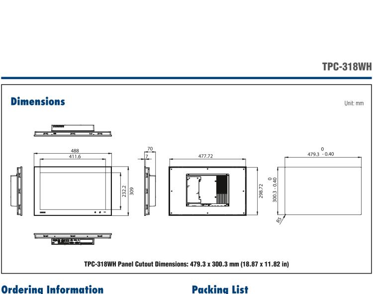 研華TPC-318WH Computer with 8th Gen. Intel? Core? i5 Processor, built-in 8G DDR4 RAM and UL Class 1 Division 2