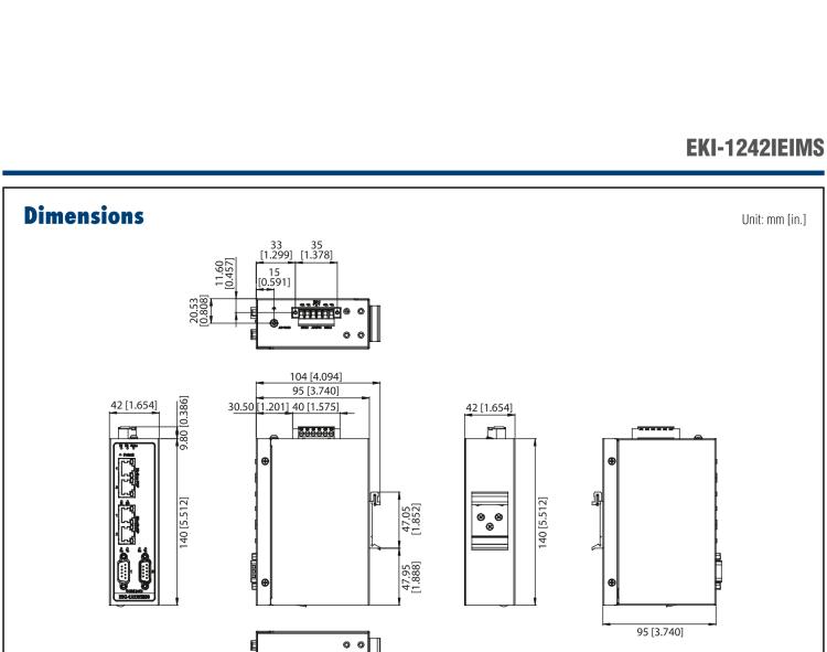 研華EKI-1242IEIMS Modbus RTU/TCP to EtherNet/IP Protocol Gateway, Wide Temperature