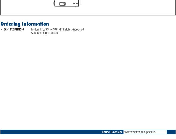 研華EKI-1242IPNMS Modbus RTU/TCP to PROFINET Protocol Gateway, Wide Temperature