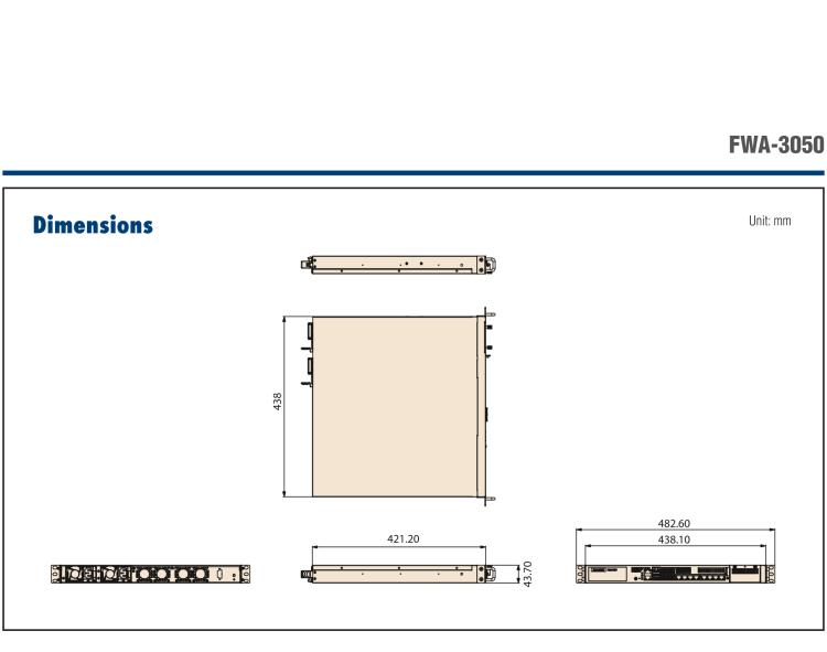 研華FWA-3050 基于Intel?Xeon D-2100系列處理器，用于uCPE和下一代防火墻的遠程可管理1U網絡應用平臺