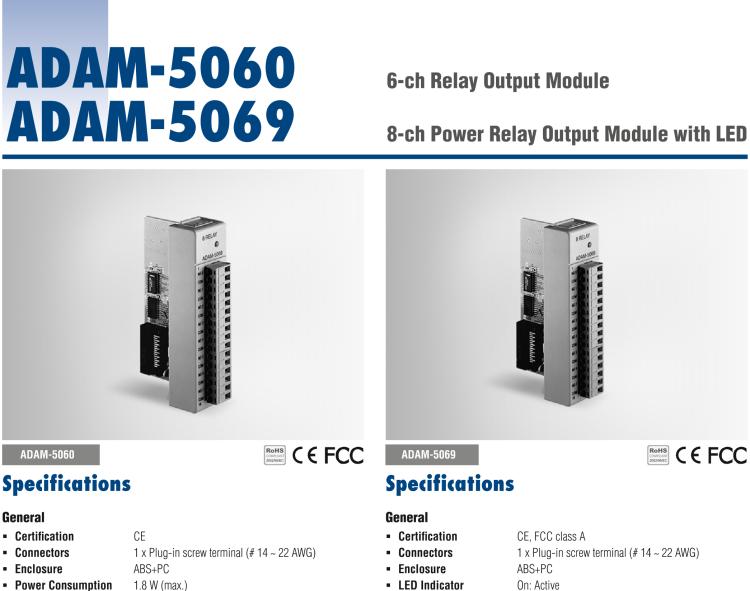 研華ADAM-5069 帶LED顯示的8路功率繼電器輸出模塊