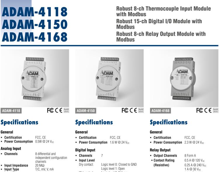 研華ADAM-4118 堅固型8路熱電偶輸入模塊，帶Modbus