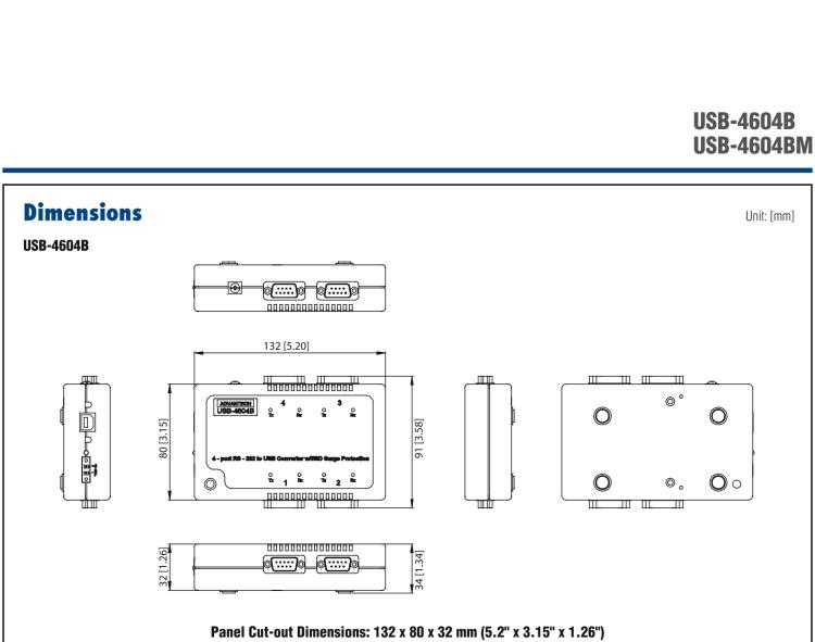 研華USB-4604B USB轉(zhuǎn)4端口RS-232轉(zhuǎn)換器，帶浪涌保護(hù)