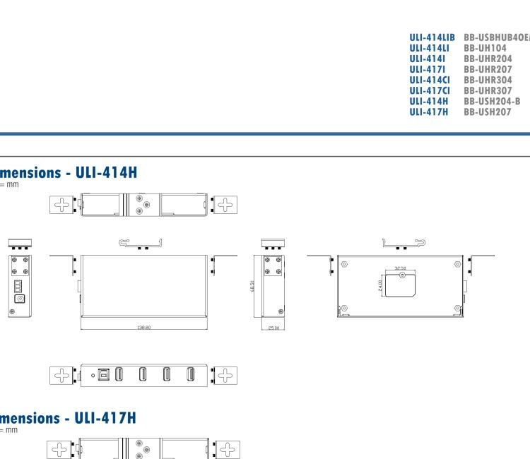 研華BB-USBHUB4OEM ULI-414LIB-工業(yè)USB 2.0集線器，4端口，高穩(wěn)固力連接器