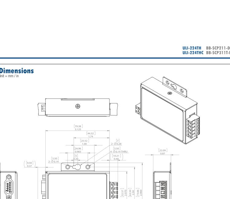 研華BB-485BAT3 ULI-224TB RS-232（DB9母頭至RS-422/485（接線端子）轉(zhuǎn)換器，電池供電